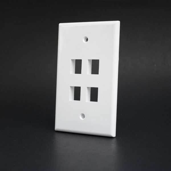 midsize wallplate Vertical Cabel 4port 304-M2729/4P/WH