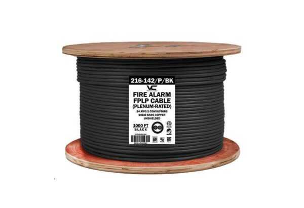 Fire alarm Large Spool Black 1 Fire Alarm Cable, FPLP (Plenum), 14/2