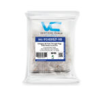Bag of 100 CAT6a Easy Feed RJ45 Modular Plugs (012-025/EZF-100) for unshielded cable, showcasing the packaging and product inside.