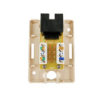 Open view of the 038-351IV 1-Port Surface Mount Box with CAT5E Jack (Ivory), showcasing its internal components.