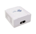 Back view of the 038-355WH 2-Port Surface Mount Box with CAT5E Jack in White.