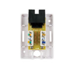 Open view of the 038-357WH 1-Port Surface Mount Box with CAT6 Jack in White, showing internal structure.