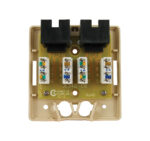 Open view of the 038-358IV 2-Port SMB Mounting Box with CAT6 Jack in Ivory, highlighting internal wiring and design.