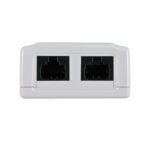 Close-up of the 038-359WH 2-Port SMB Mounting Box with CAT6 Jack in White, showcasing the box design and ports.
