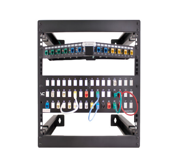 047-WFM-1626 front view of 16 RMU Wall Mount Open with panels installed