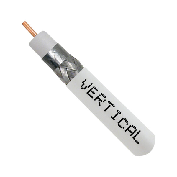107-1236WH6S500 close up of RG6 coaxial cable with the top exposed