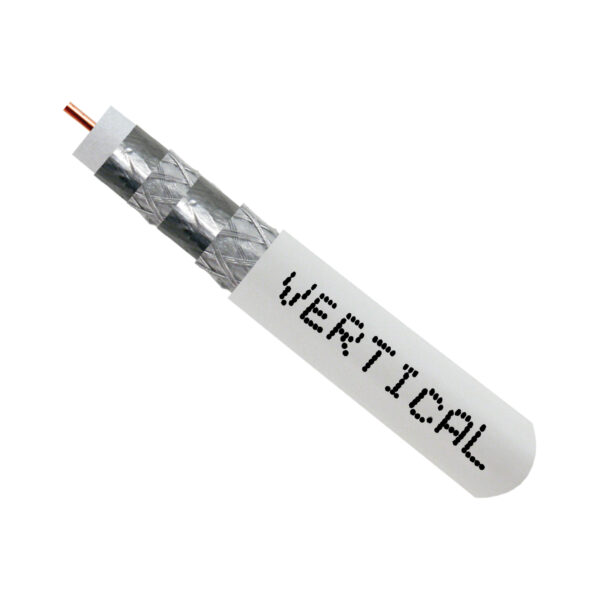 107-1955WH6Q500 close up of RG6 coaxial cable with the top exposed