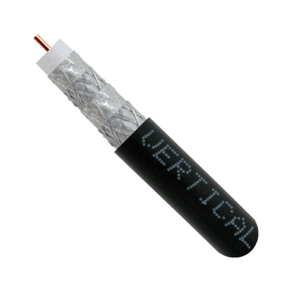 107-2309/BK close up of RG6 coaxial cable with the top exposed