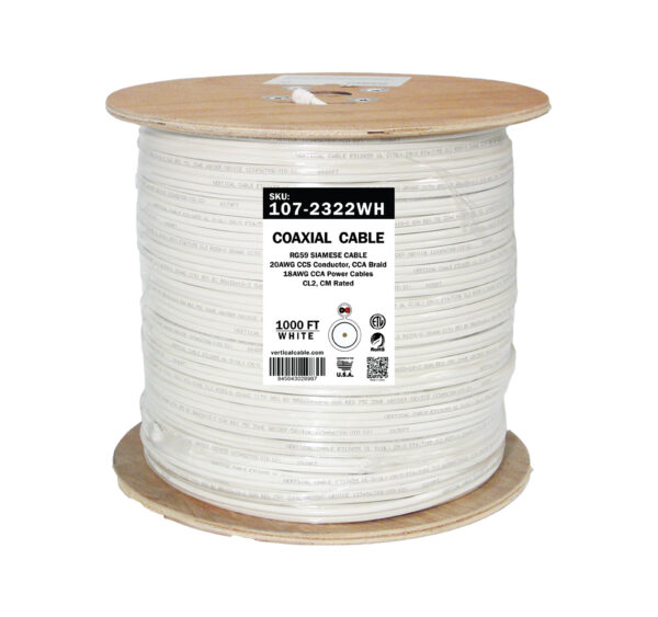 107-2322/WH spool of coaxial cable
