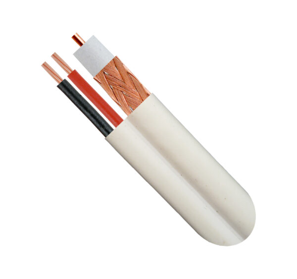 107-2324/WH close up of RG6 coaxial cable with the top exposed