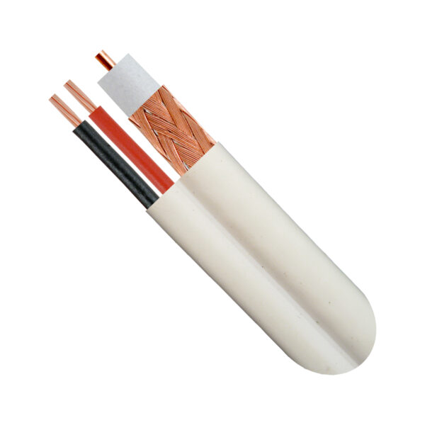 107-2324/WH close up of RG6 coaxial cable with the top exposed