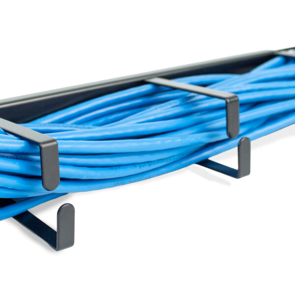 044-2393/1U | Horizontal Metal Wire Manager with No Cover | Close-Up with cable