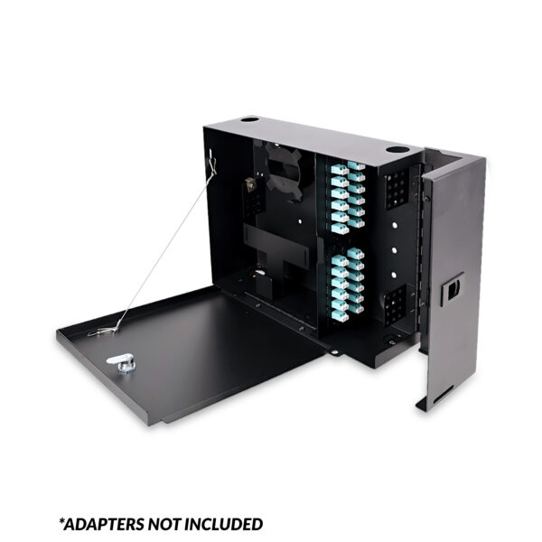 268-STD02-1D12 | Optical Fiber Wall-Mount Enclosure | Four-Position | Standard Series | Opened - Loaded