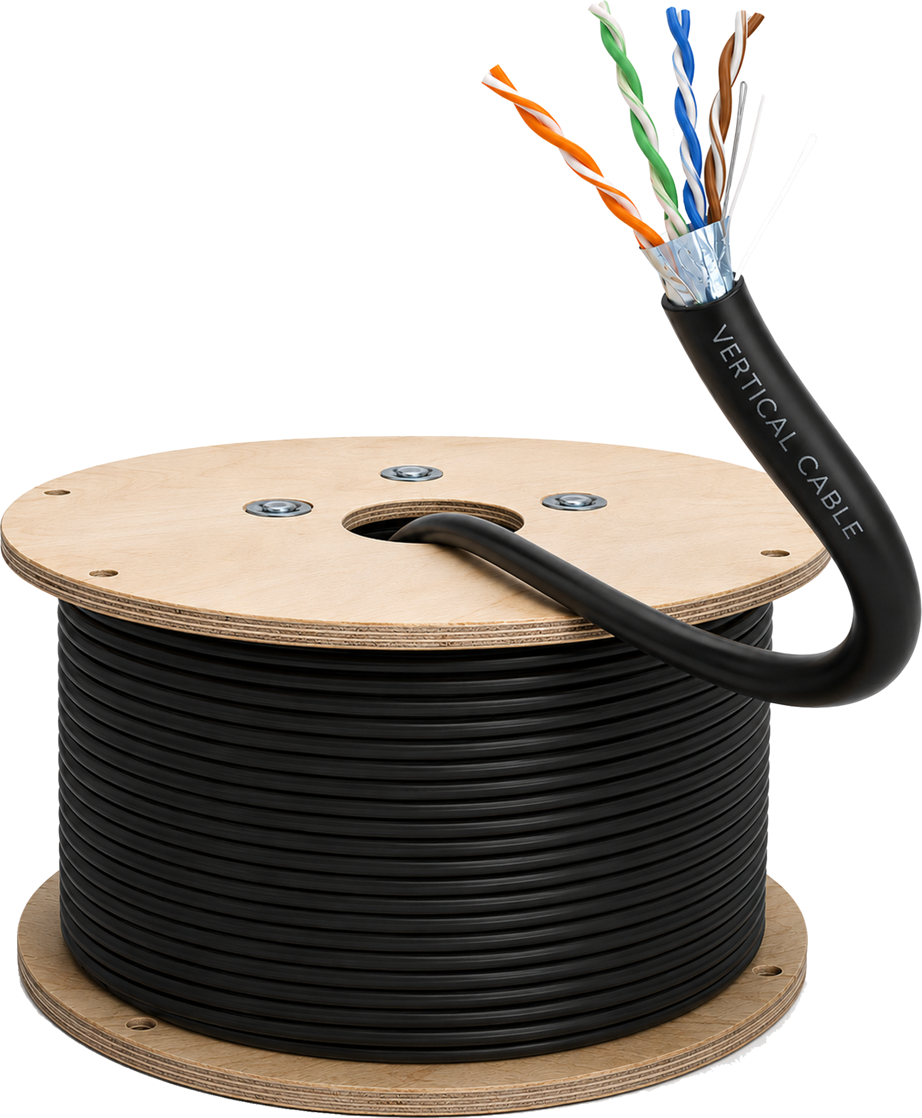 Vertical Cable CAT6A Category 6A ethernet cable and spool